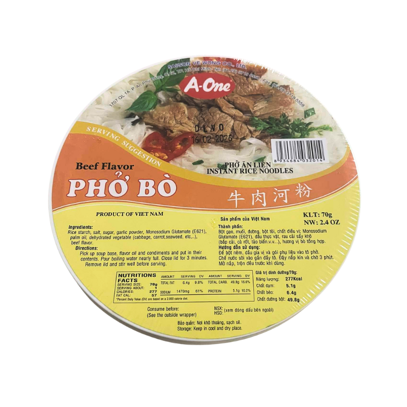 A-One - Soupe Rice Boeuf Cup - 70g
