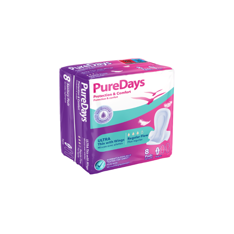 Pure Days - Serviettes Normal Ultra - Flux régulier - x8