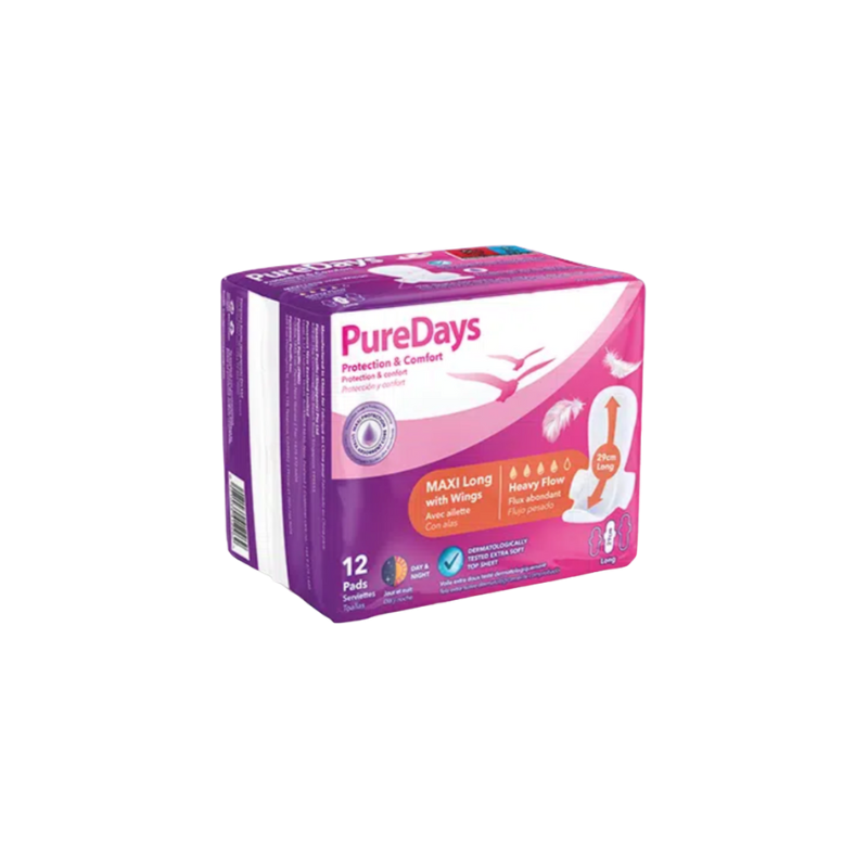 Pure Days - Serviettes Long Maxi - Flux abondant - x12