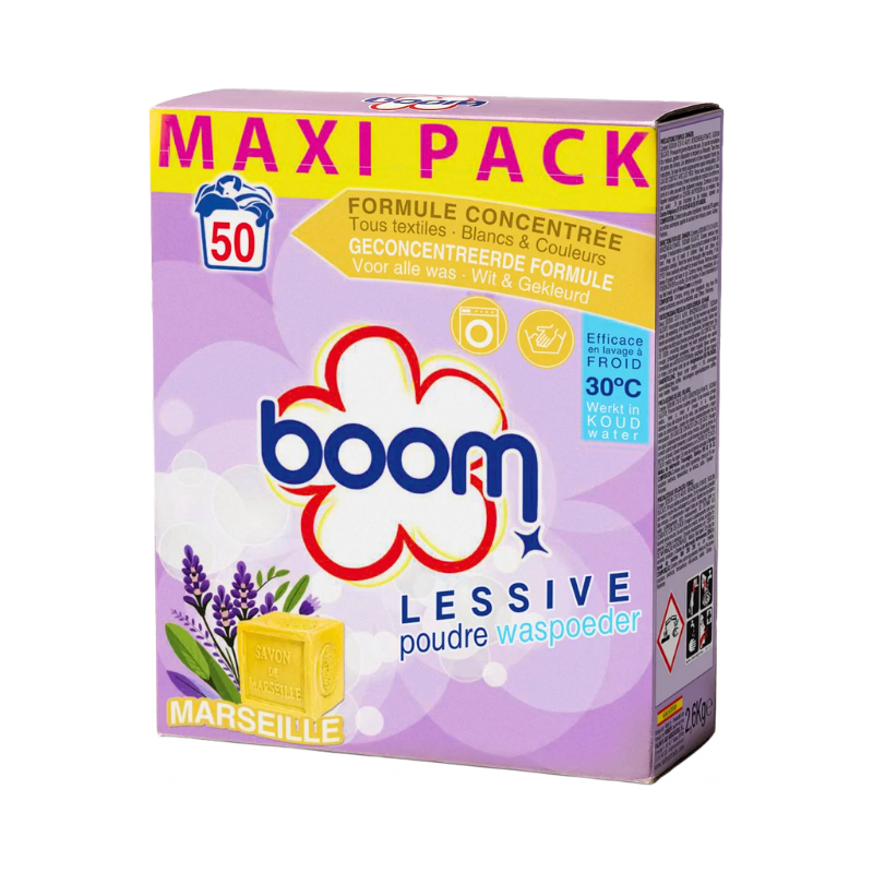 Boom - Lessive Poudre 50M - Savon de Marseille - 2,5kg