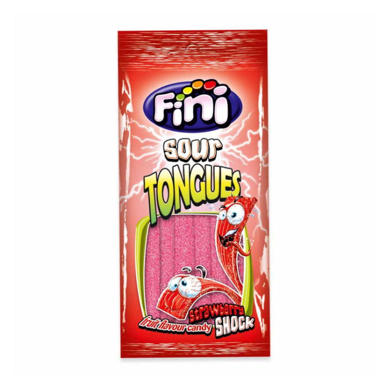 Fini - Tongues Fraise acidulés - 100g