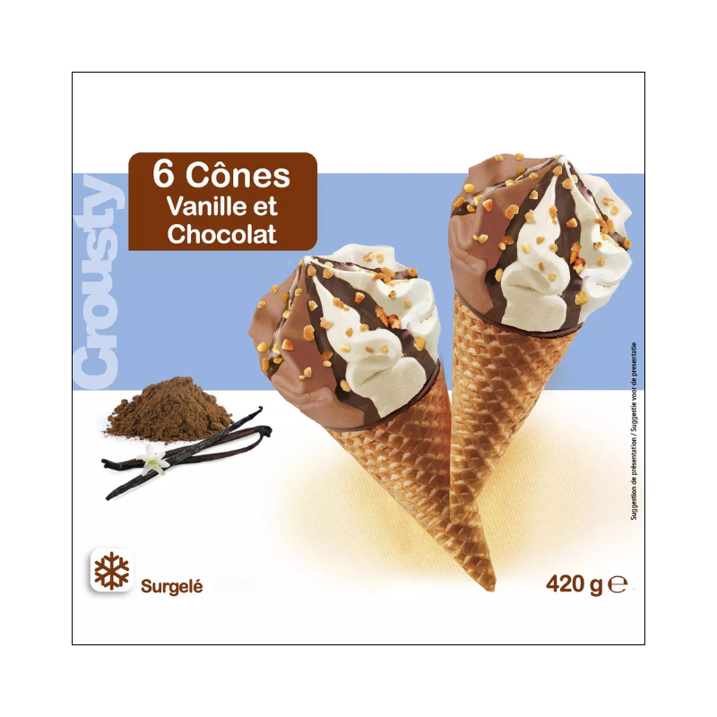 Crousty - Cônes vanille chocolat x 6 - 720ml