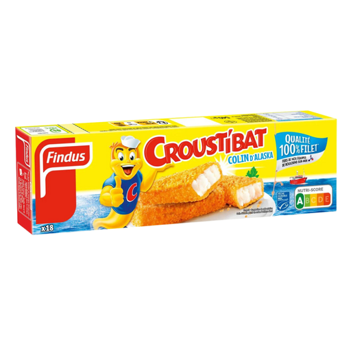 [E00004124] Croustibat - Bâtonnets Poisson x16 - 480g