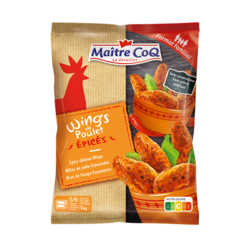 [E00004190] Maitre Coq - Poulet Ailes Épicés - 1kg