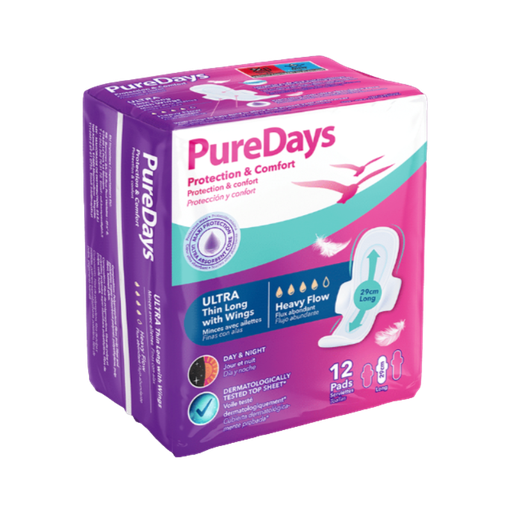 Pure Days - Serviettes Long Ultra - Flux abondant - x12