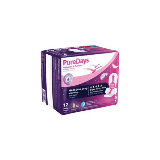 Pure Days - Serviettes Extra Long Maxi - Flux très abondant - x12