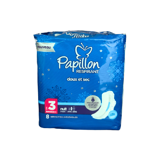 Papillon - Serviette - Nuit - x8