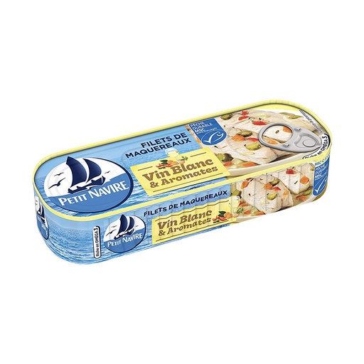 [E00020067] Petit navire - Maquereaux vin blanc - 175g