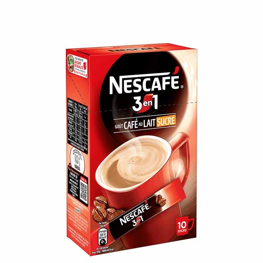 [E00016005] Nescafé - Soluble 3 en 1 - x 10 - 180g