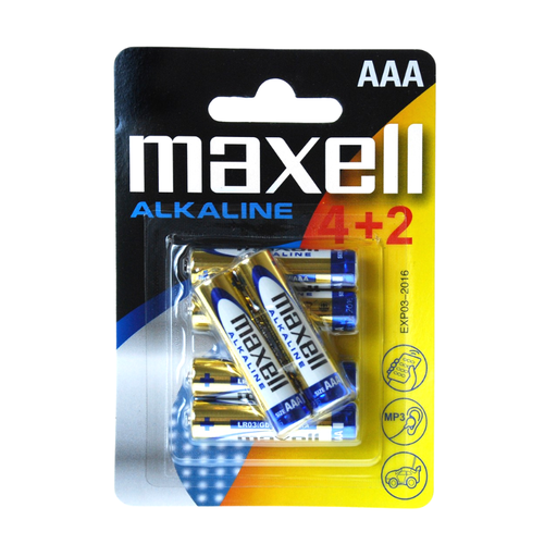 [E00032026] Maxell - Piles AAA LR03 Alkaline - 4+2